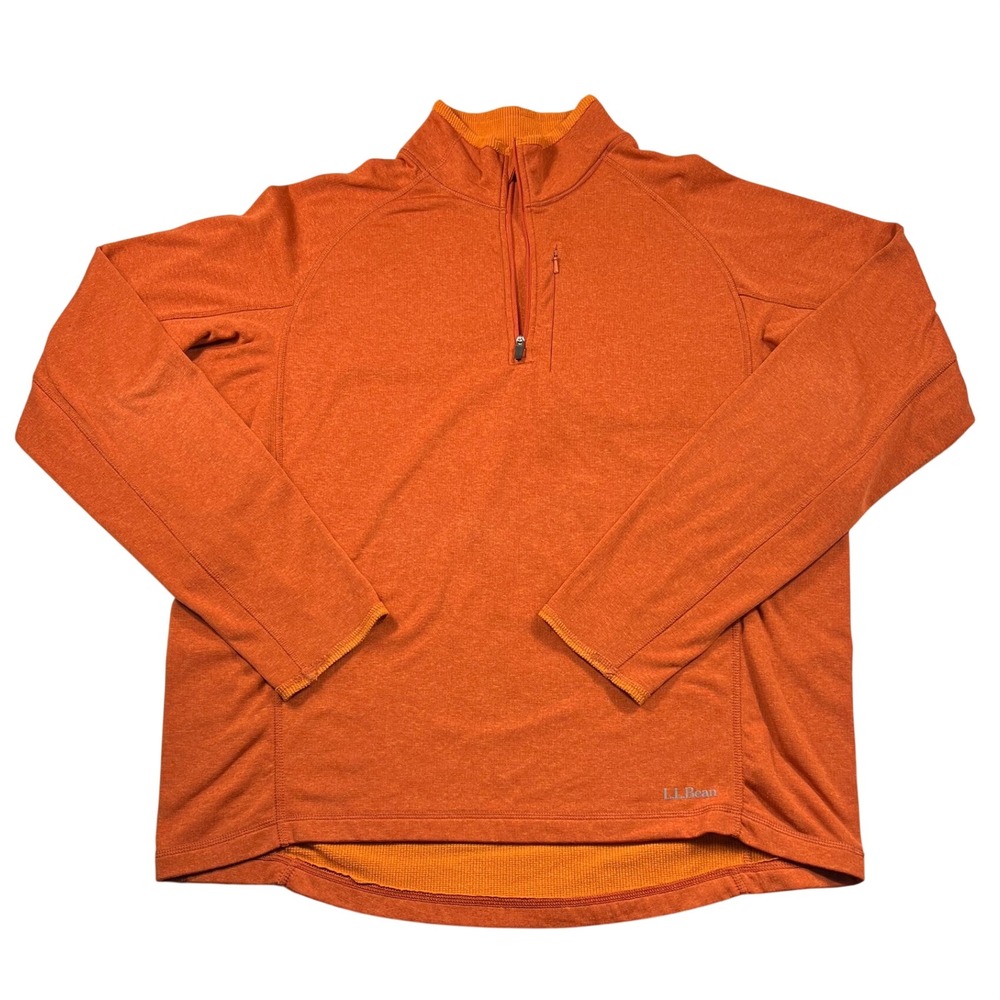 LL Bean XL Expedition Weight Burnt Orange 1/4 Zip Grid Pullover Outdoor Gorpcore